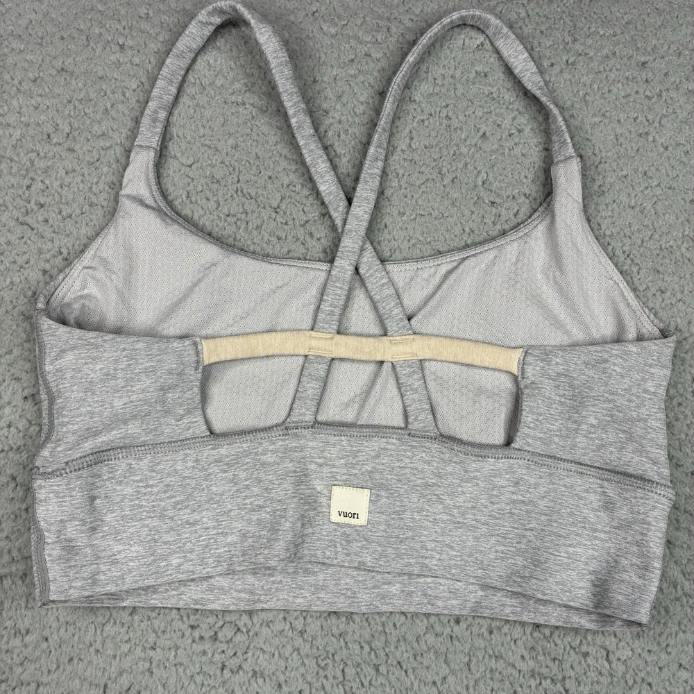 Vuori Longline Elevation Sports Bra Women's XS Gray Strappy Back Athletic Yoga